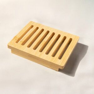 Jabonera de bambú rectangular.